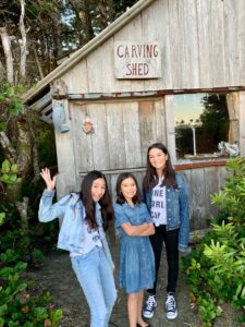 My girls at the Carving Shed at the Wickaninnish Inn
